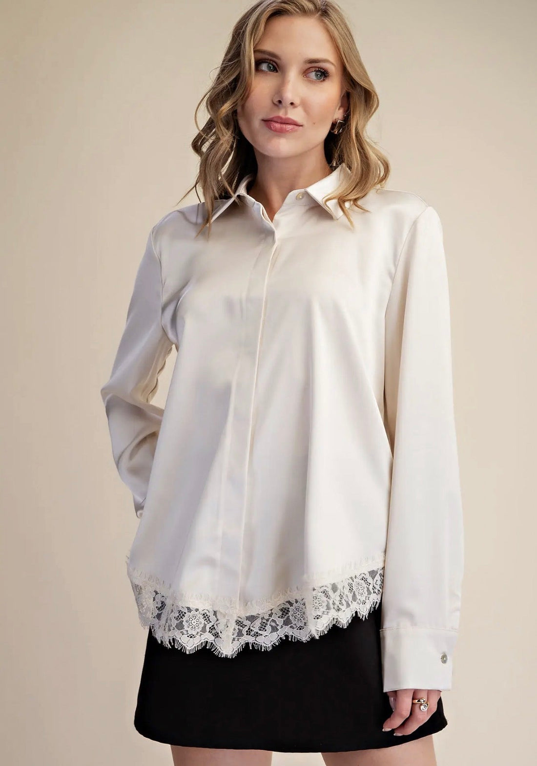 Lace Satin Effect Shirt
