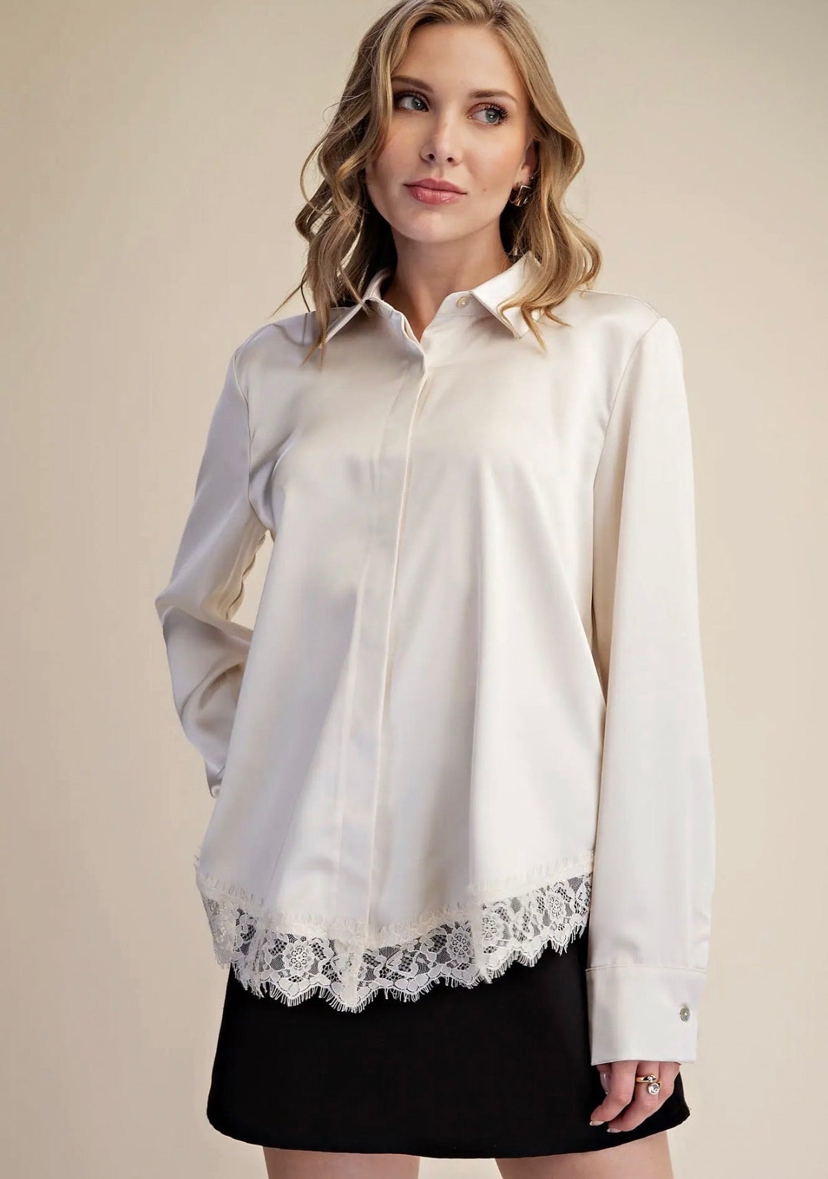 Lace Satin Effect Shirt