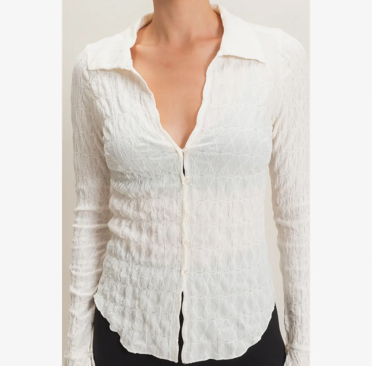 Textured Button Up Top