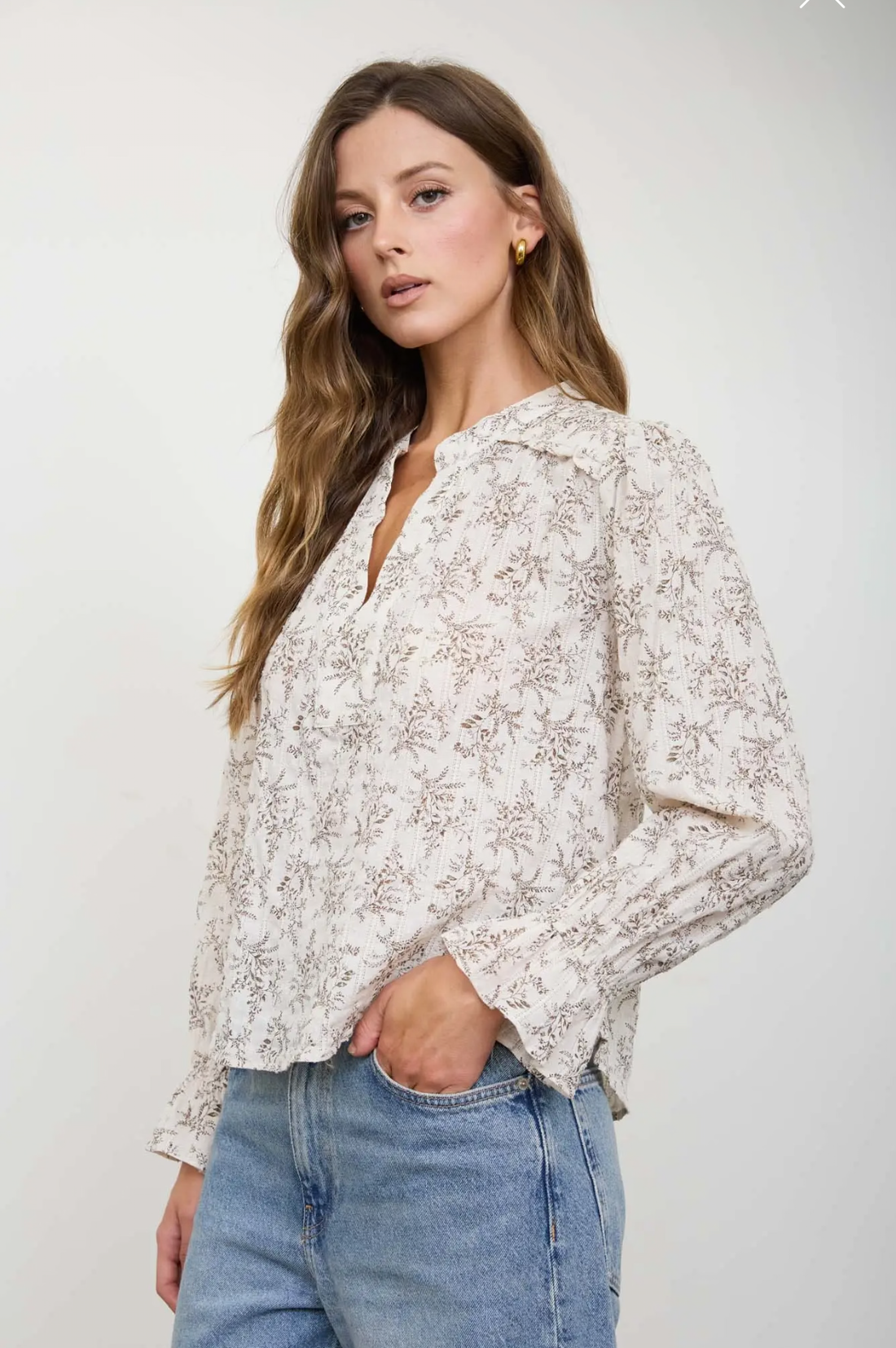 100% Cotton Wildflower Fields Floral Blouse