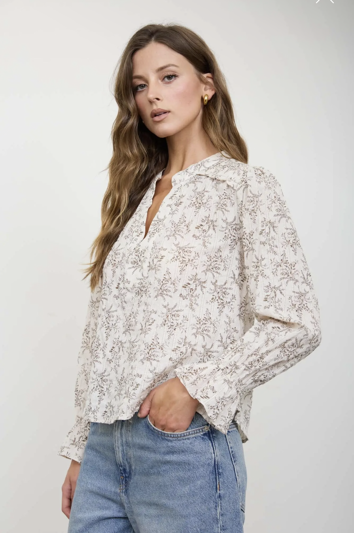 100% Cotton Wildflower Fields Floral Blouse