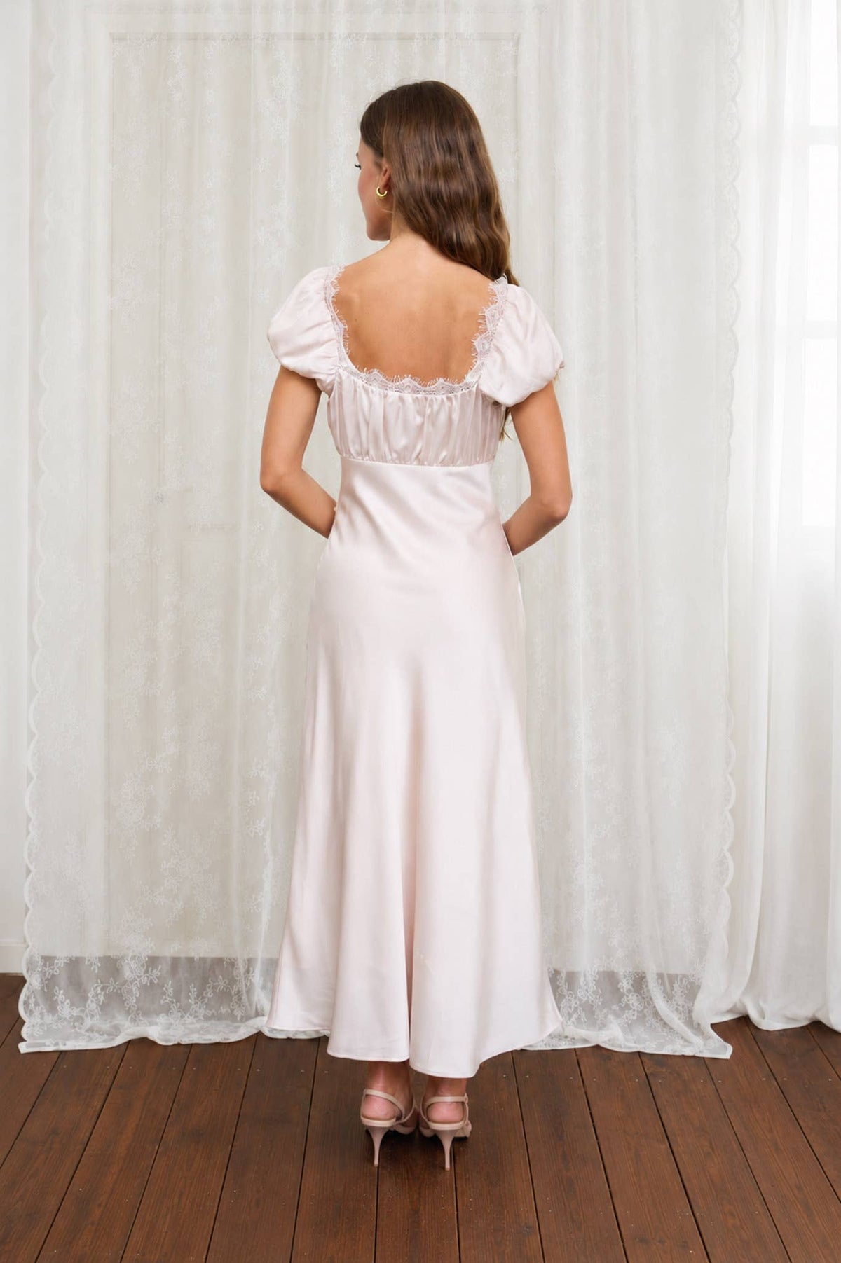 Lace Romance Satin Maxi Dress