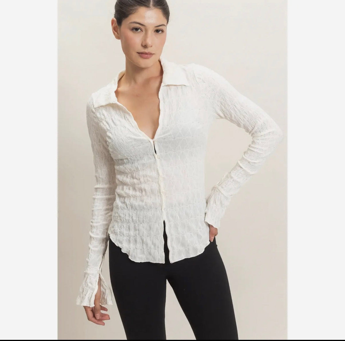 Textured Button Up Top