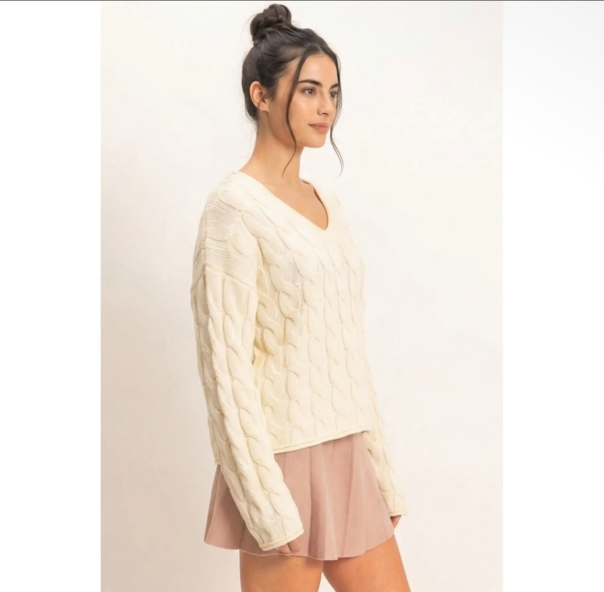 Cable Knit V-Neck Sweater