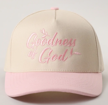 Light Pink Goodness of God Embroidered Two-Tone Trucker Hat