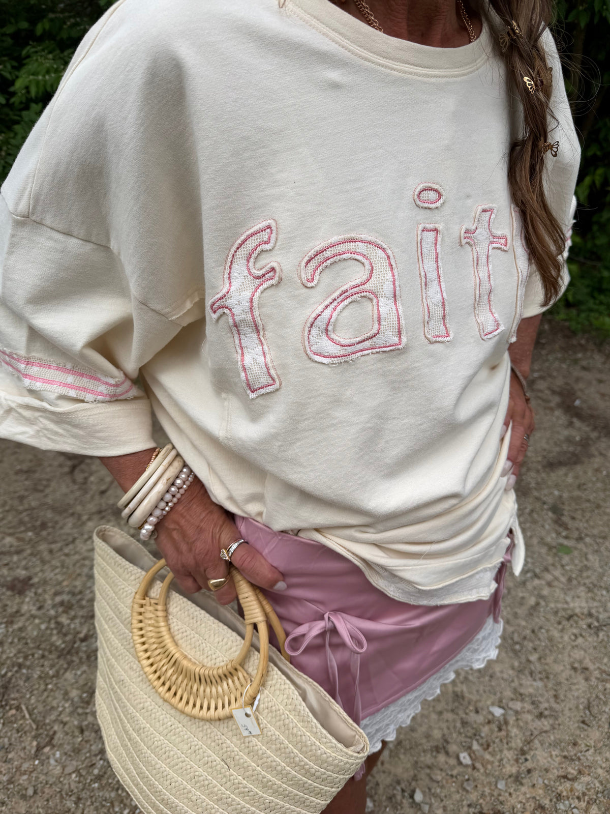 FAITH PATCH FRONT WASHED TERRY PULLOVER