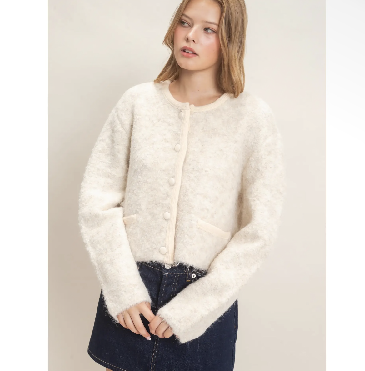 Beautiful Boucle Sweater With Trim