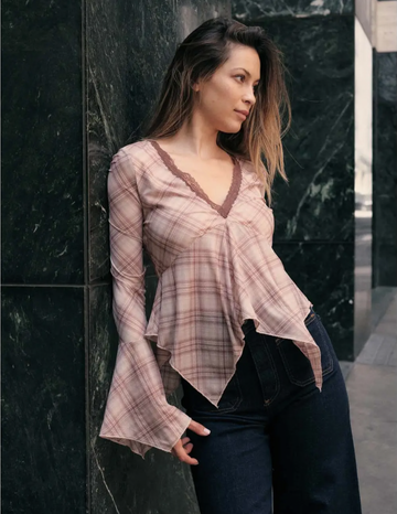 Plaid Lace Top