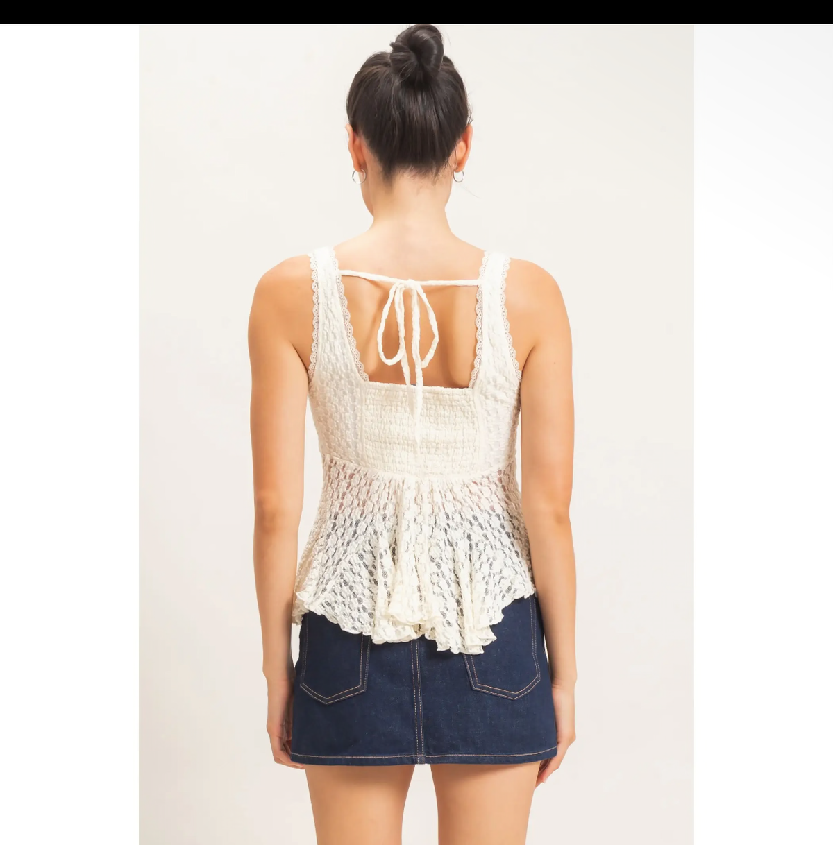 Lace V-Neck Peplum Top