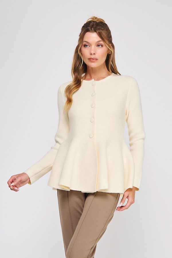 Cozy peplum cardigan sweater