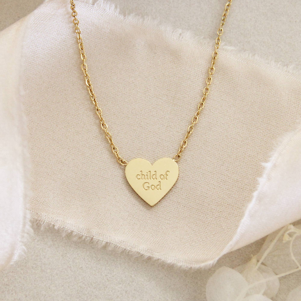 Child of God Chosen Heart Necklace, Ephesians 1:4-5: Yellow Gold