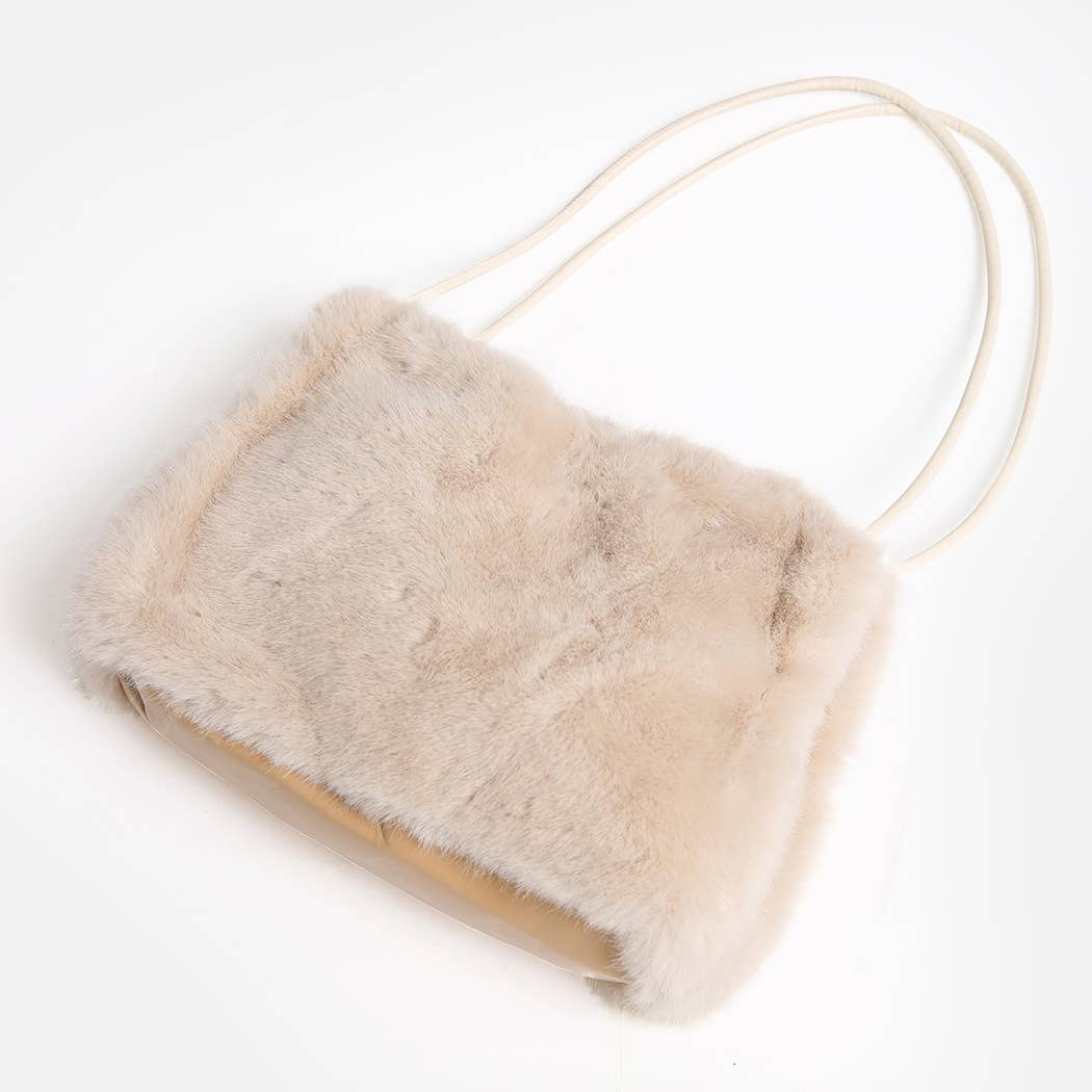 Solid Color Fuzzy Faux Fur Mini Shoulder Bag