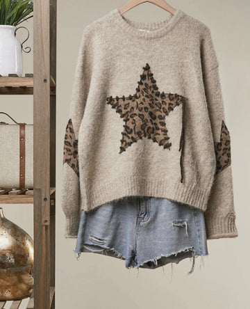 Bold Star Detail Knit Sweater