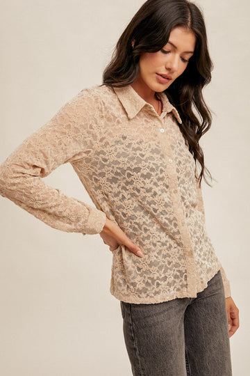 Velvet Lace Button Down