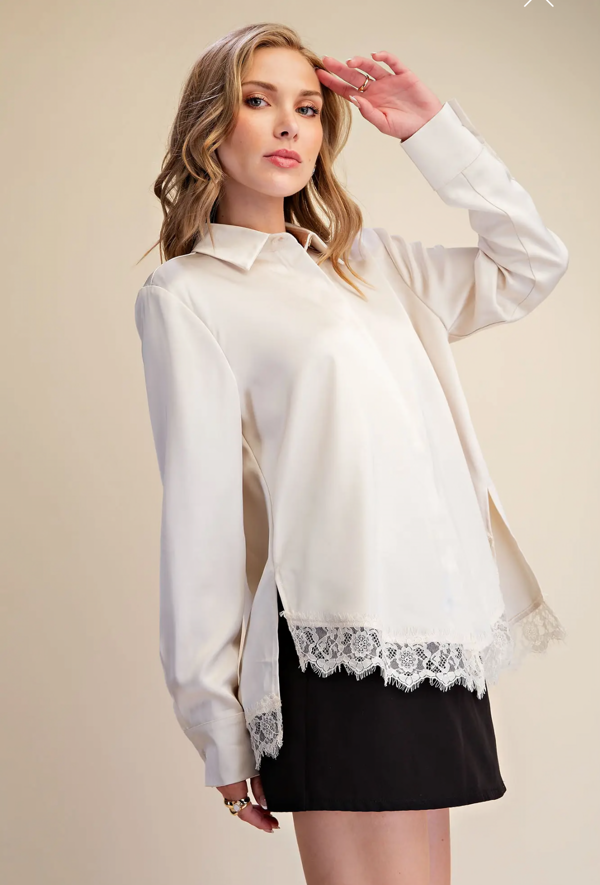 Lace Satin Effect Shirt