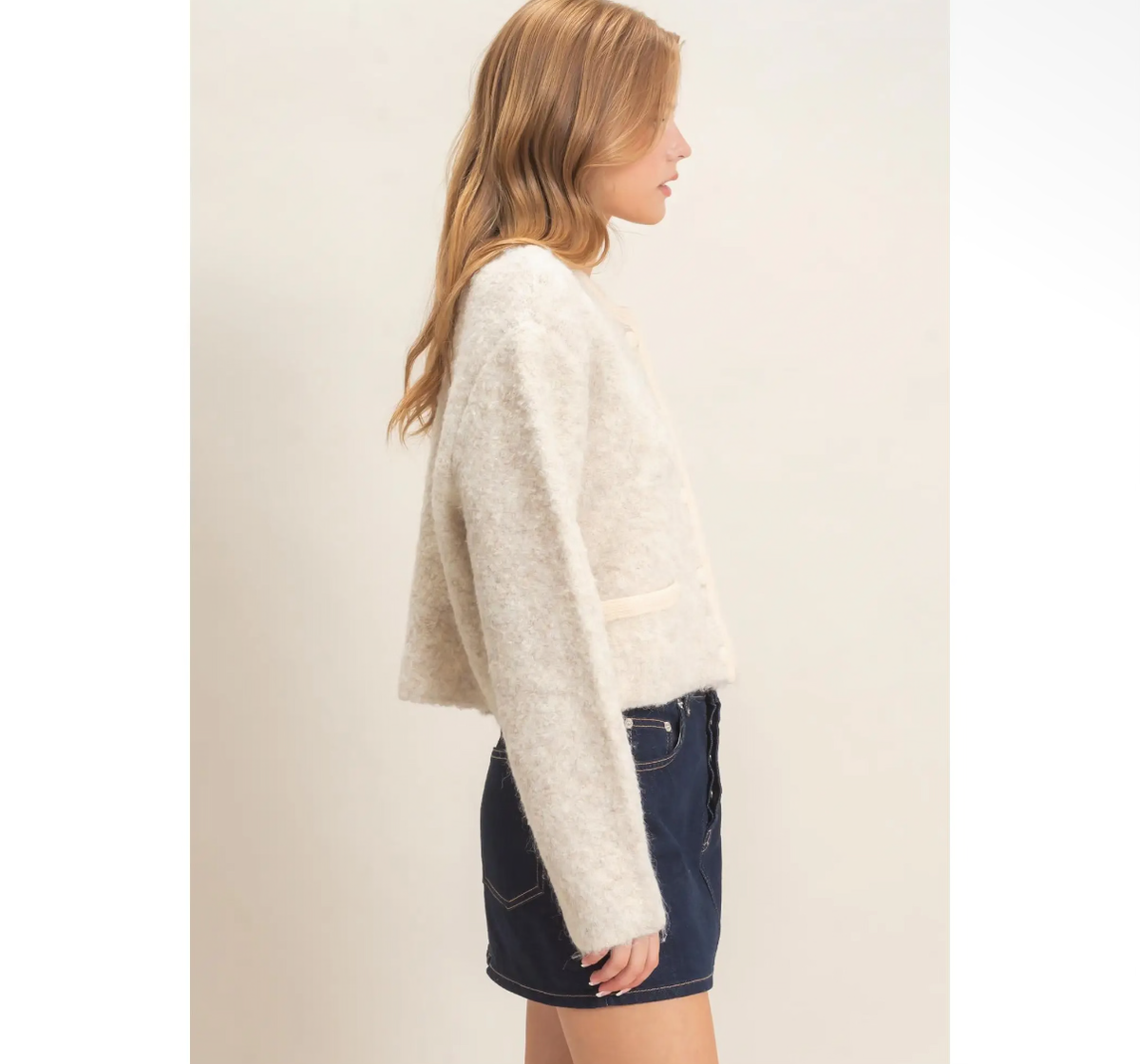 Beautiful Boucle Sweater With Trim
