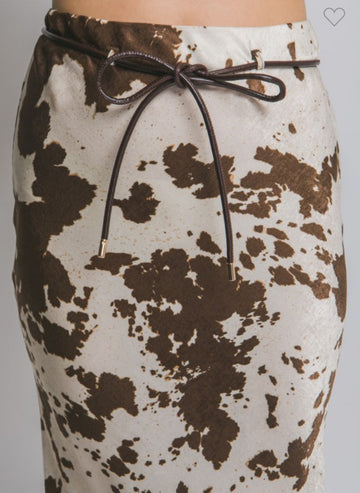 Cow Print Midi Skirt