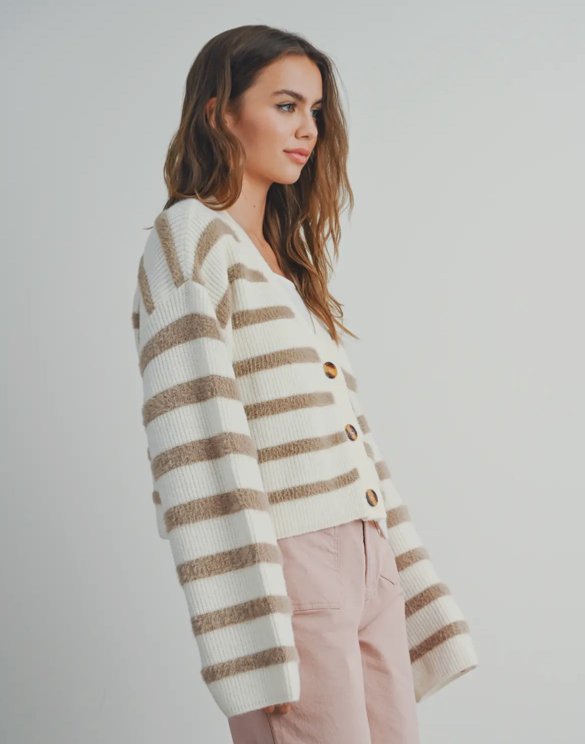 Striped Button Sweater Cardigan