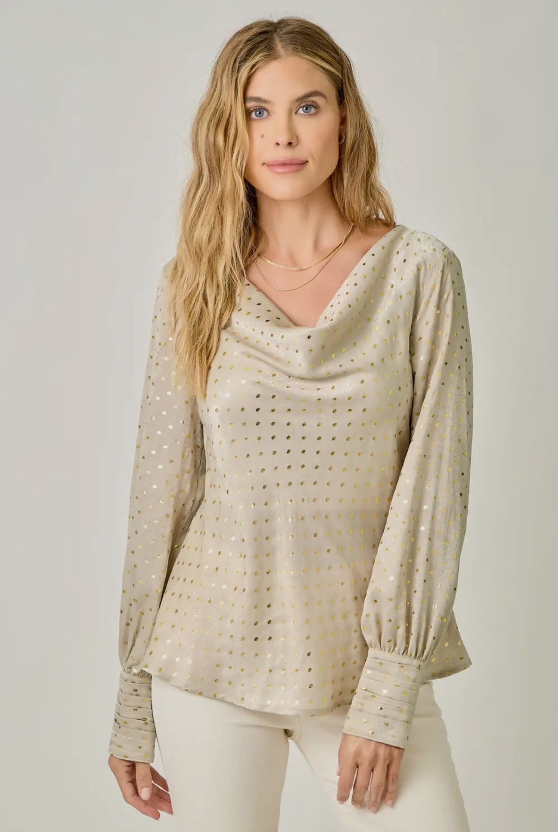 Cowl Neck Polka Dot Blouse