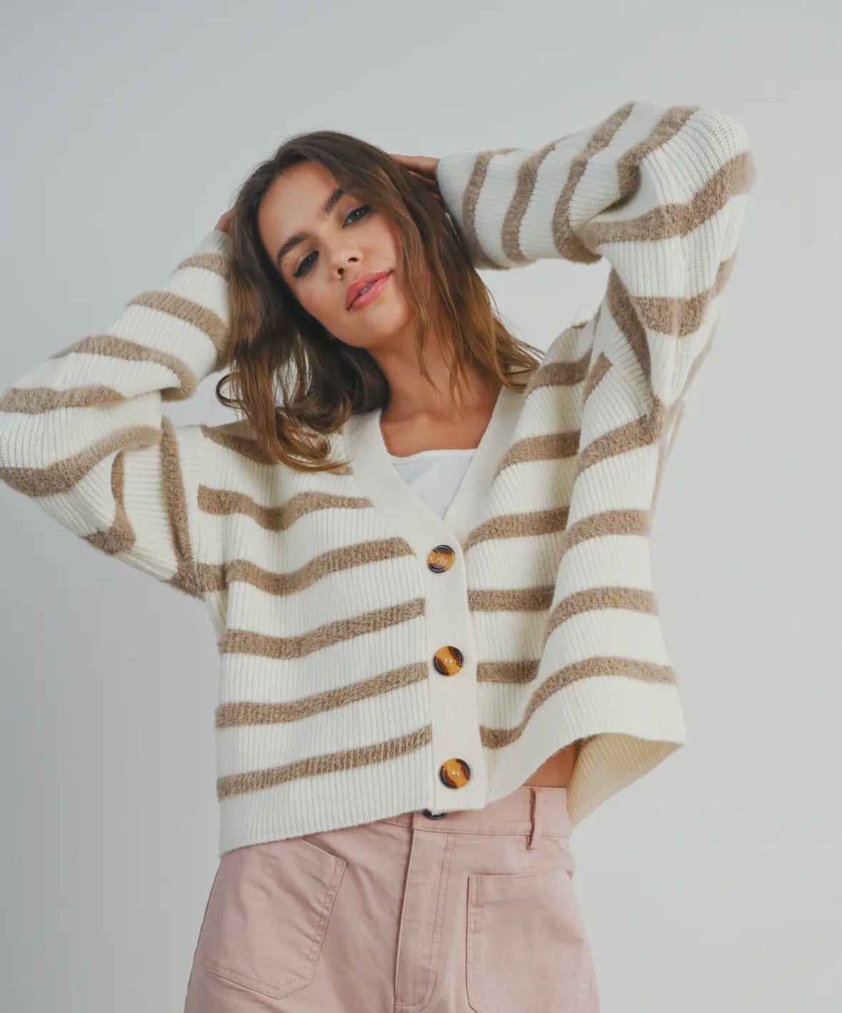 Striped Button Sweater Cardigan
