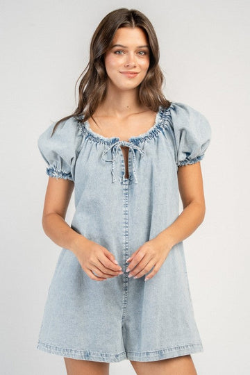 BOXY SHIFT ROMPER W/ FRINGE DETAIL