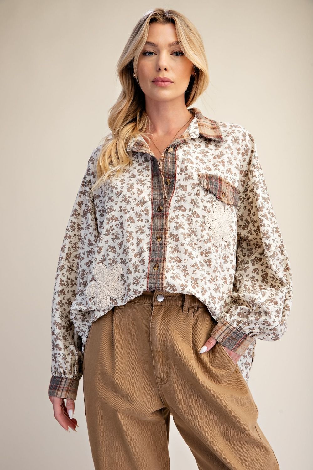 FLORAL PRINTED WASHED SHIRT