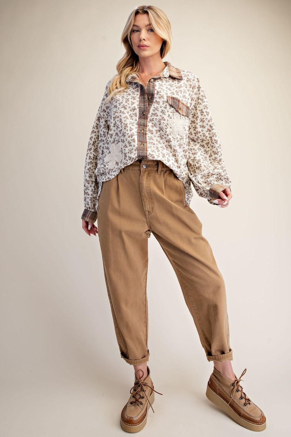 FLORAL PRINTED WASHED SHIRT