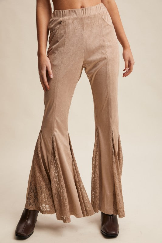 Lace Inset Flare Pants