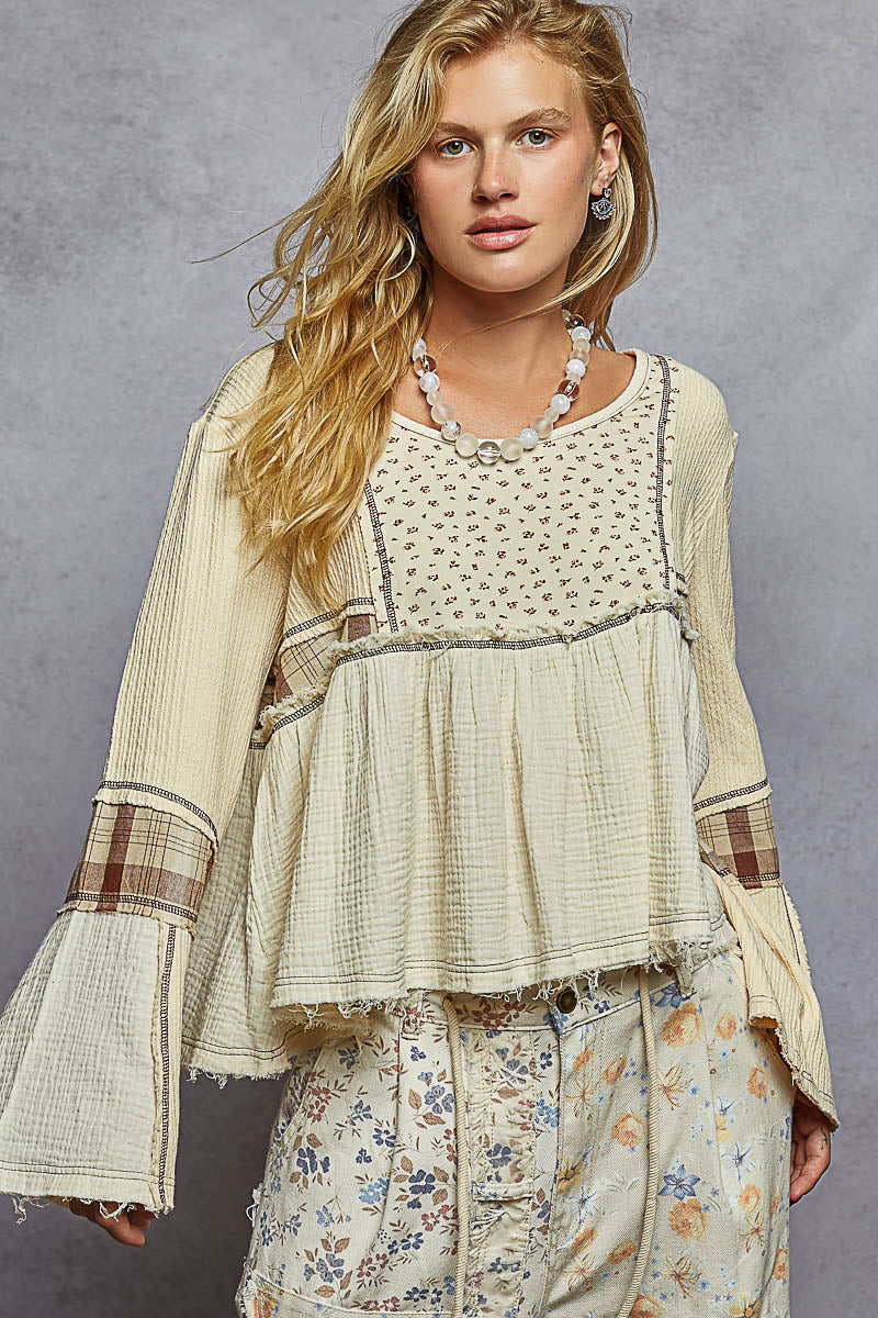 Gauze Plaid Long Sleeve