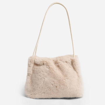 Solid Color Fuzzy Faux Fur Mini Shoulder Bag