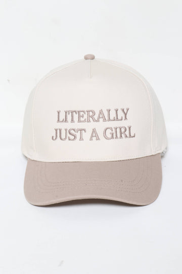 LITERALLY JUST A GIRL Embroidery Two Tone Baseball Cap