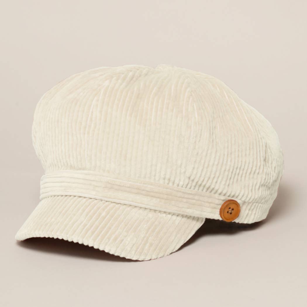 Women's Solid Corduroy Cabbie with Buttons