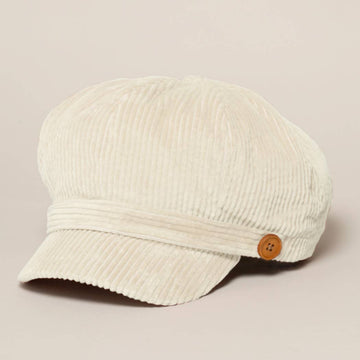 Women's Solid Corduroy Cabbie with Buttons