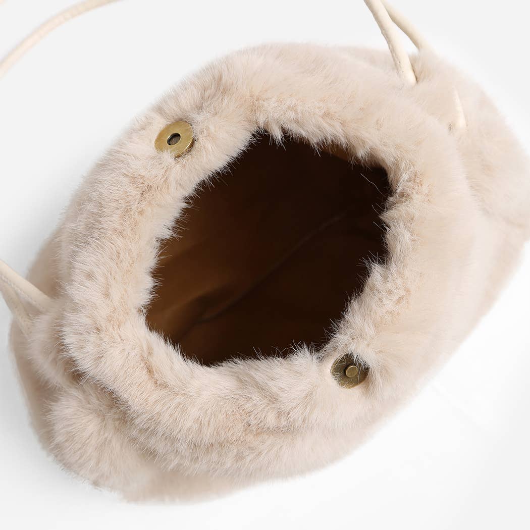 Solid Color Fuzzy Faux Fur Mini Shoulder Bag