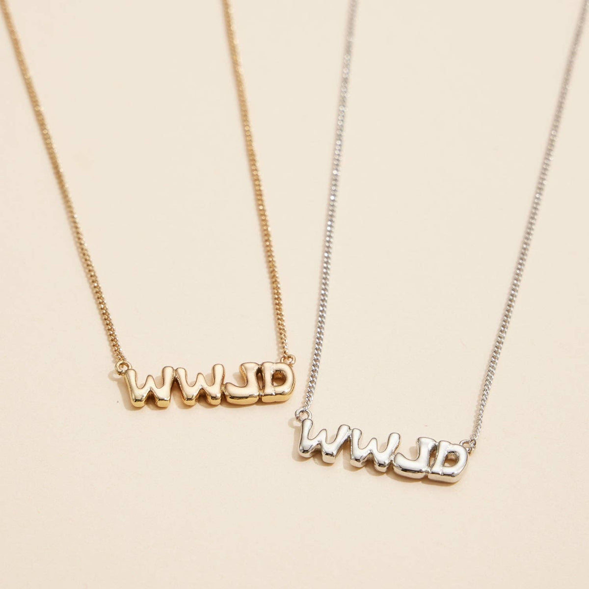 WWJD What Would Jesus Do 18K Gold Necklace: White Gold